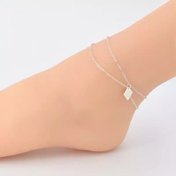 Women Multi Layer Silver Leg Chain Anklet - Picture 2 of 5